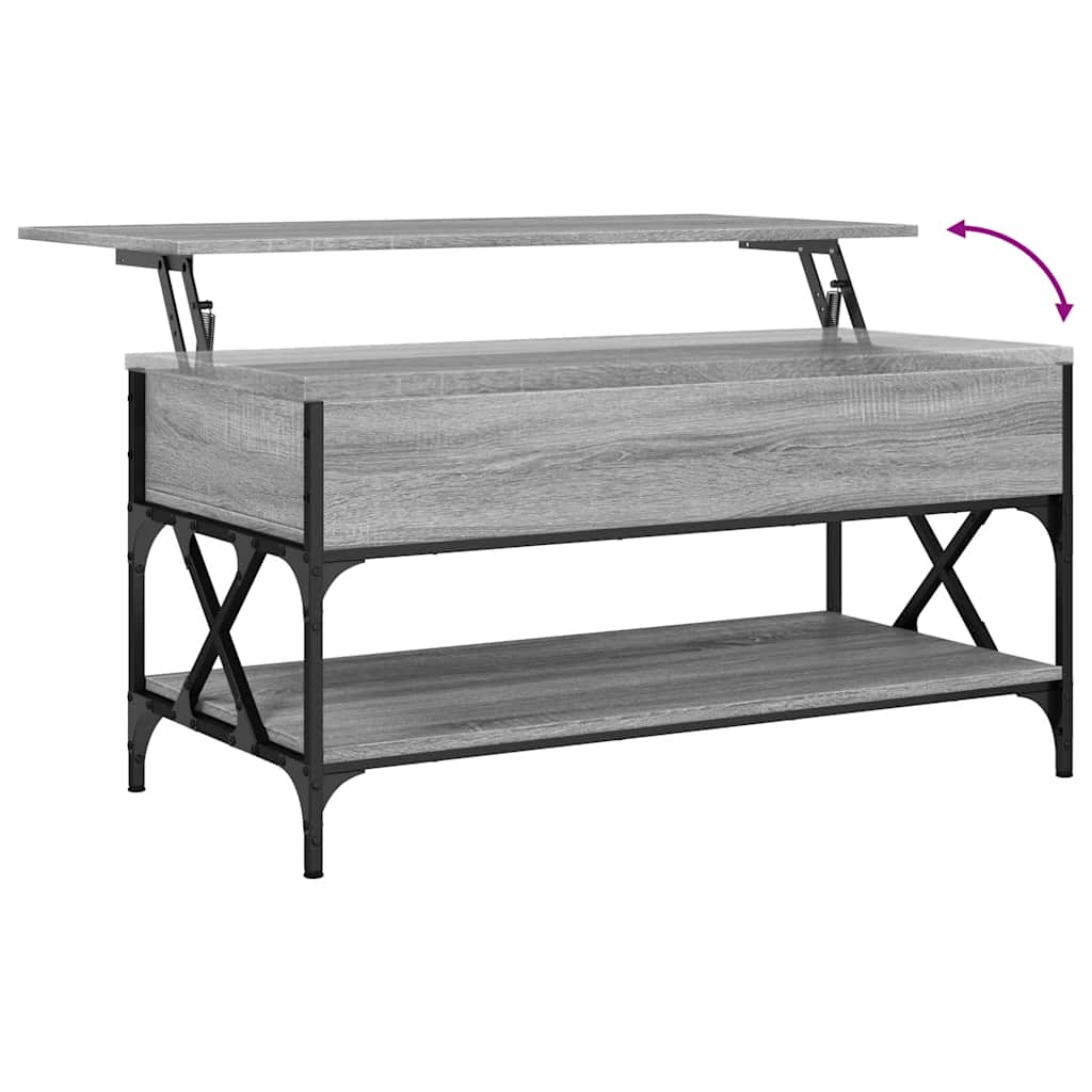 Măsuță de cafea gri sonoma 100x50x50 cm lemn prelucrat și metal GartenMobel Dekor