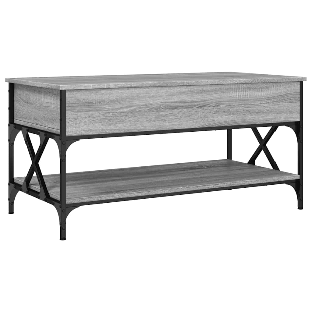 Măsuță de cafea gri sonoma 100x50x50 cm lemn prelucrat și metal GartenMobel Dekor