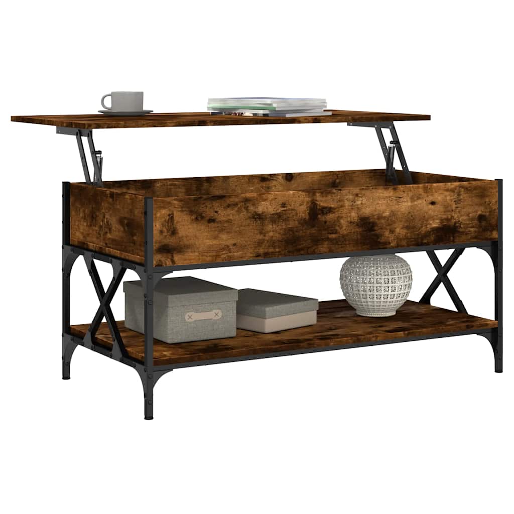 Măsuță de cafea stejar fumuriu 100x50x50cm lemn prelucrat/metal GartenMobel Dekor