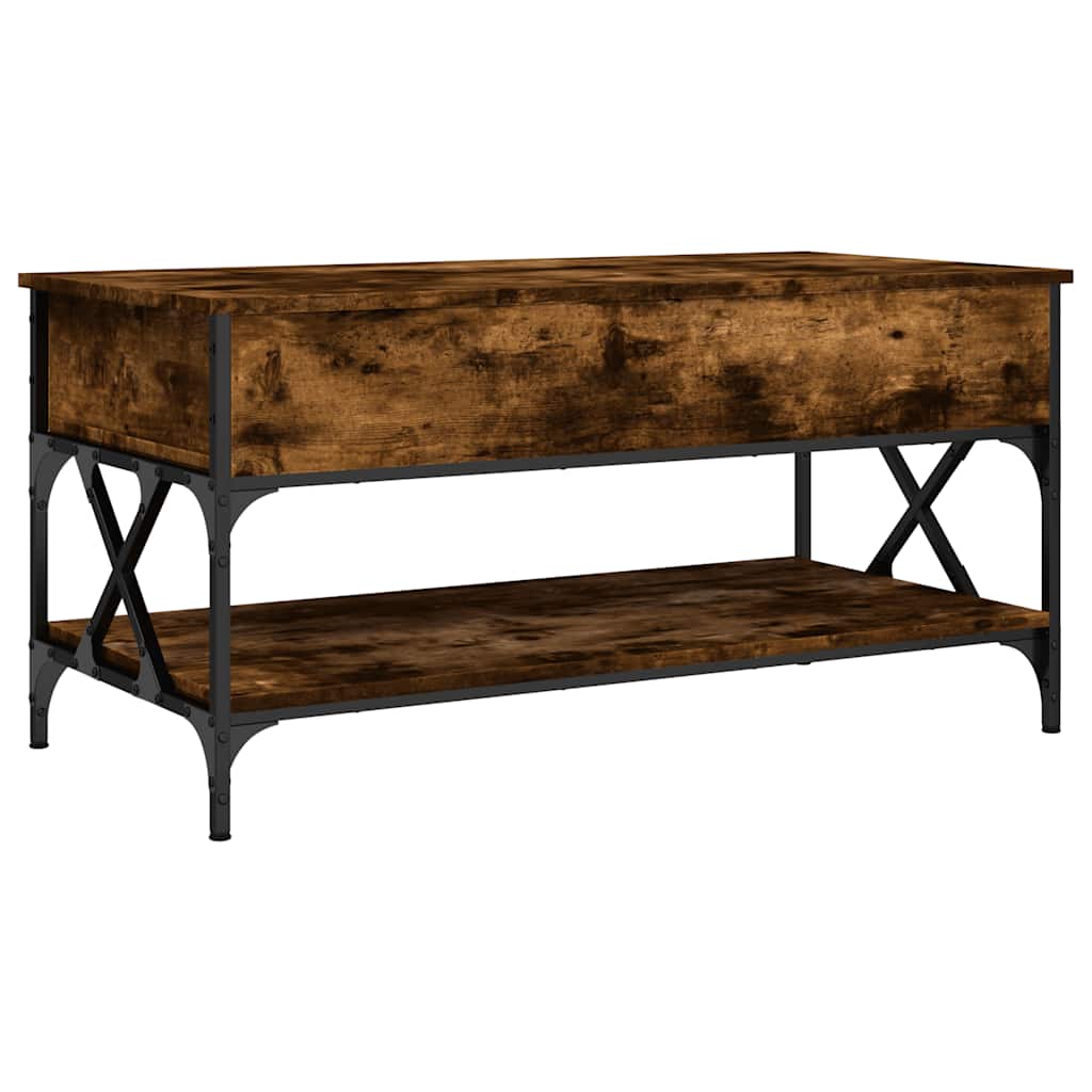 Măsuță de cafea stejar fumuriu 100x50x50cm lemn prelucrat/metal GartenMobel Dekor