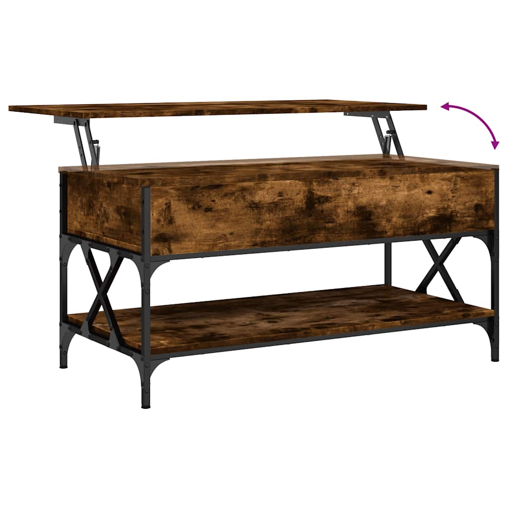 Măsuță de cafea stejar fumuriu 100x50x50cm lemn prelucrat/metal GartenMobel Dekor