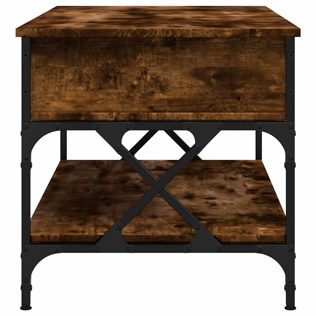 Măsuță de cafea stejar fumuriu 100x50x50cm lemn prelucrat/metal GartenMobel Dekor