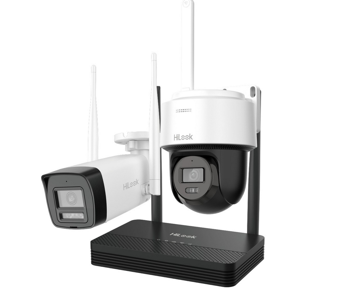 Kit supraveghere IP Wireless Hikvision HiLook, 2x camere de 2MP, IR, slot microSD, NVR 4 canale, Audio - IKS-2042BPH-PH/W SafetyGuard Surveillance