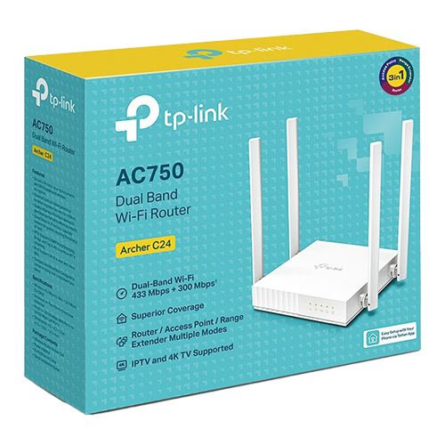 Router Wireless TP-Link Archer C24, AC750, Dual Band ArcherC24 SafetyGuard Surveillance