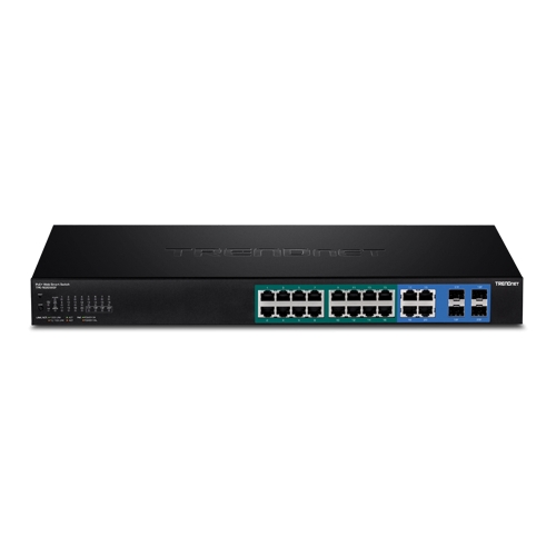 Switch Web Smart, 16 x Gigabit PoE+, 4 x Gigabit/SFP, putere 370W - TRENDnet TPE-1620WSF SafetyGuard Surveillance
