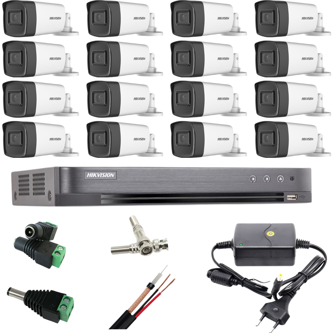 Sistem Supraveghere profesional Hikvision 16 Camere 5MP Turbo HD IR 80m SafetyGuard Surveillance