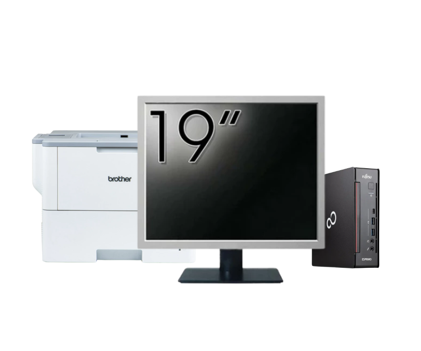 Pachet Calculator Second Hand Fujitsu Esprimo Q958 Mini PC, Intel Core i5-9500 3.00 - 4.40GHz, 8GB DDR4, 256GB SSD + Monitor 19