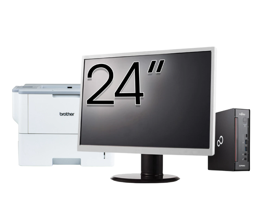 Pachet Calculator Second Hand Fujitsu Esprimo Q958 Mini PC, Intel Core i5-9500 3.00 - 4.40GHz, 8GB DDR4, 256GB SSD + Monitor 24