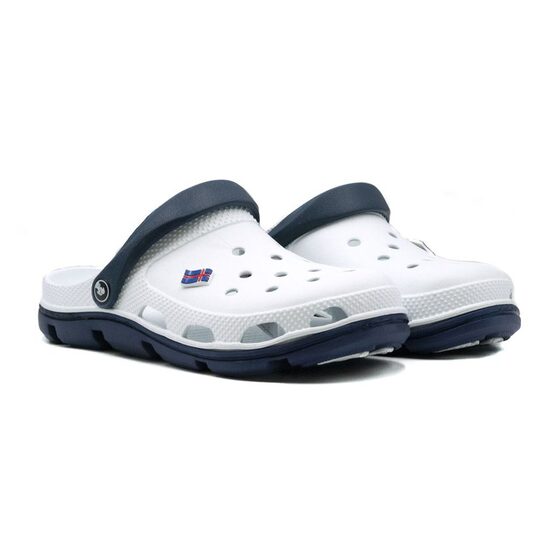 Papuci/saboti, clogs, pentru barbati, spuma EVA, alb si albastru inchis, marimea 44, Jose Amorales GartenVIP DiyLine