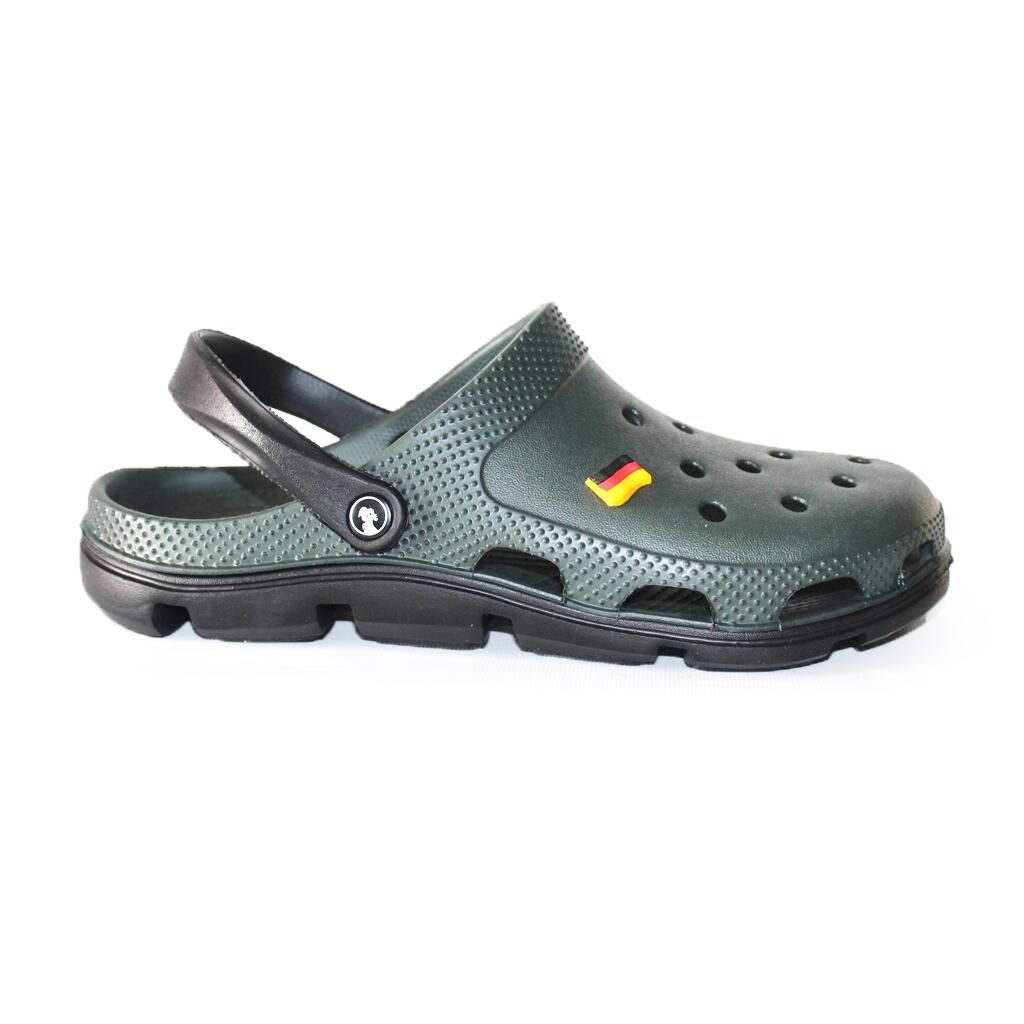 Papuci/saboti, clogs, pentru barbati, spuma EVA, verde kaki inchis si negru, marimea 45, Jose Amorales GartenVIP DiyLine