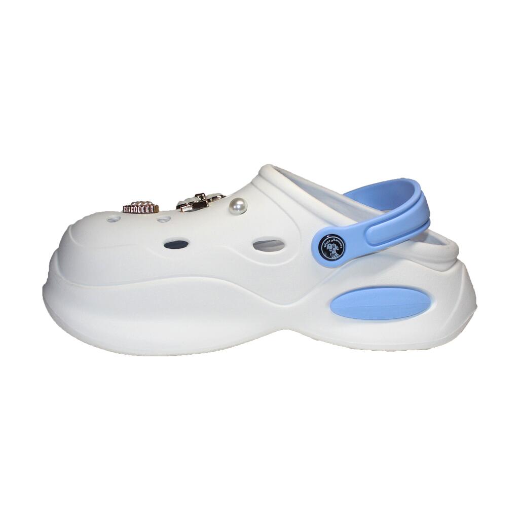 Papuci/saboti, clogs, pentru femei, spuma EVA, alb si albastru, marimea 40, Jose Amorales GartenVIP DiyLine
