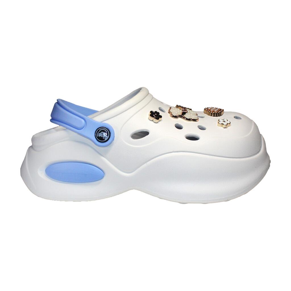 Papuci/saboti, clogs, pentru femei, spuma EVA, alb si albastru, marimea 41, Jose Amorales GartenVIP DiyLine