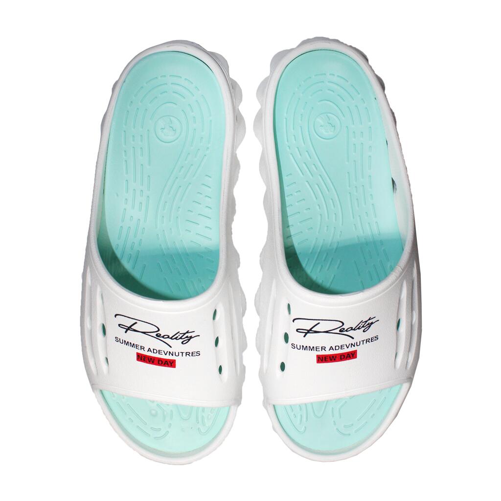 Papuci/slapi pentru femei, spuma EVA, alb si turcoaz, marimea 38, Jose Amorales GartenVIP DiyLine