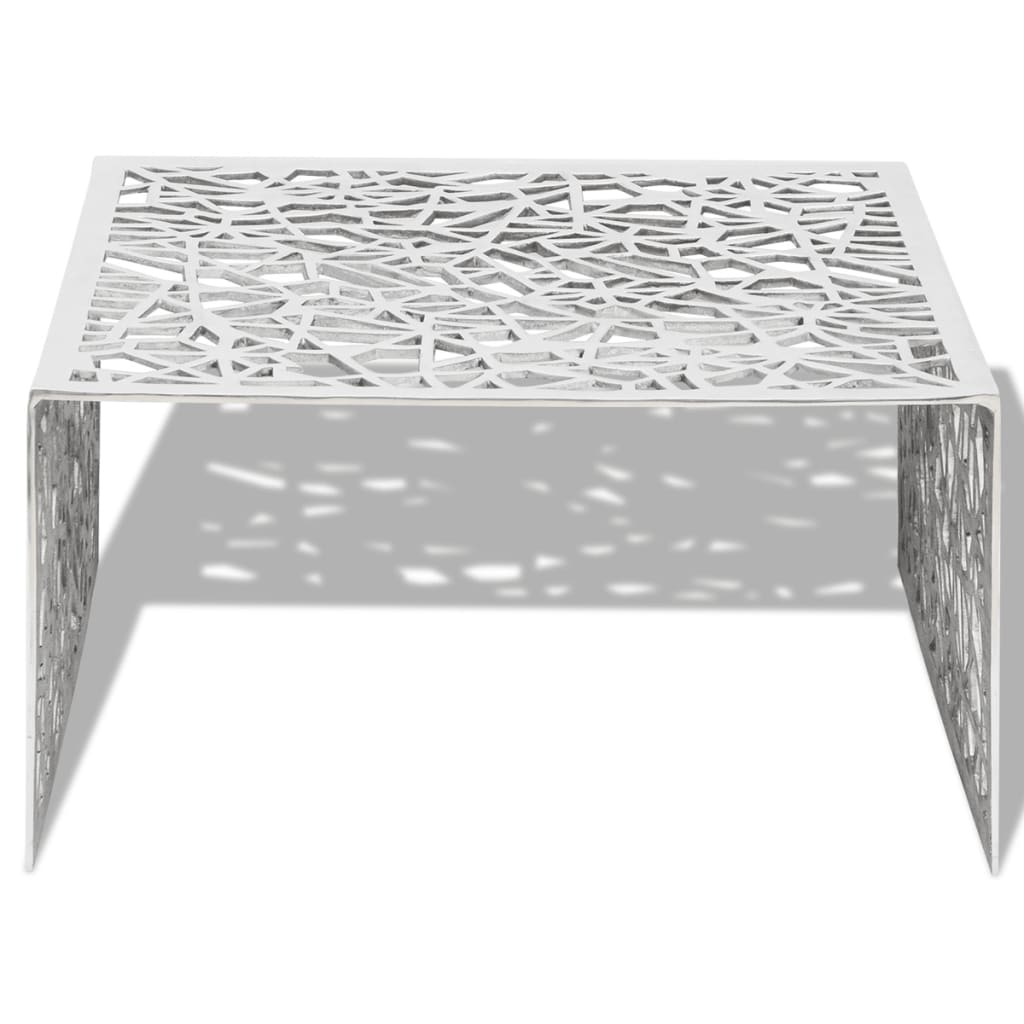 Măsuță de cafea cu design geometric, argintiu, aluminiu  GartenMobel Dekor
