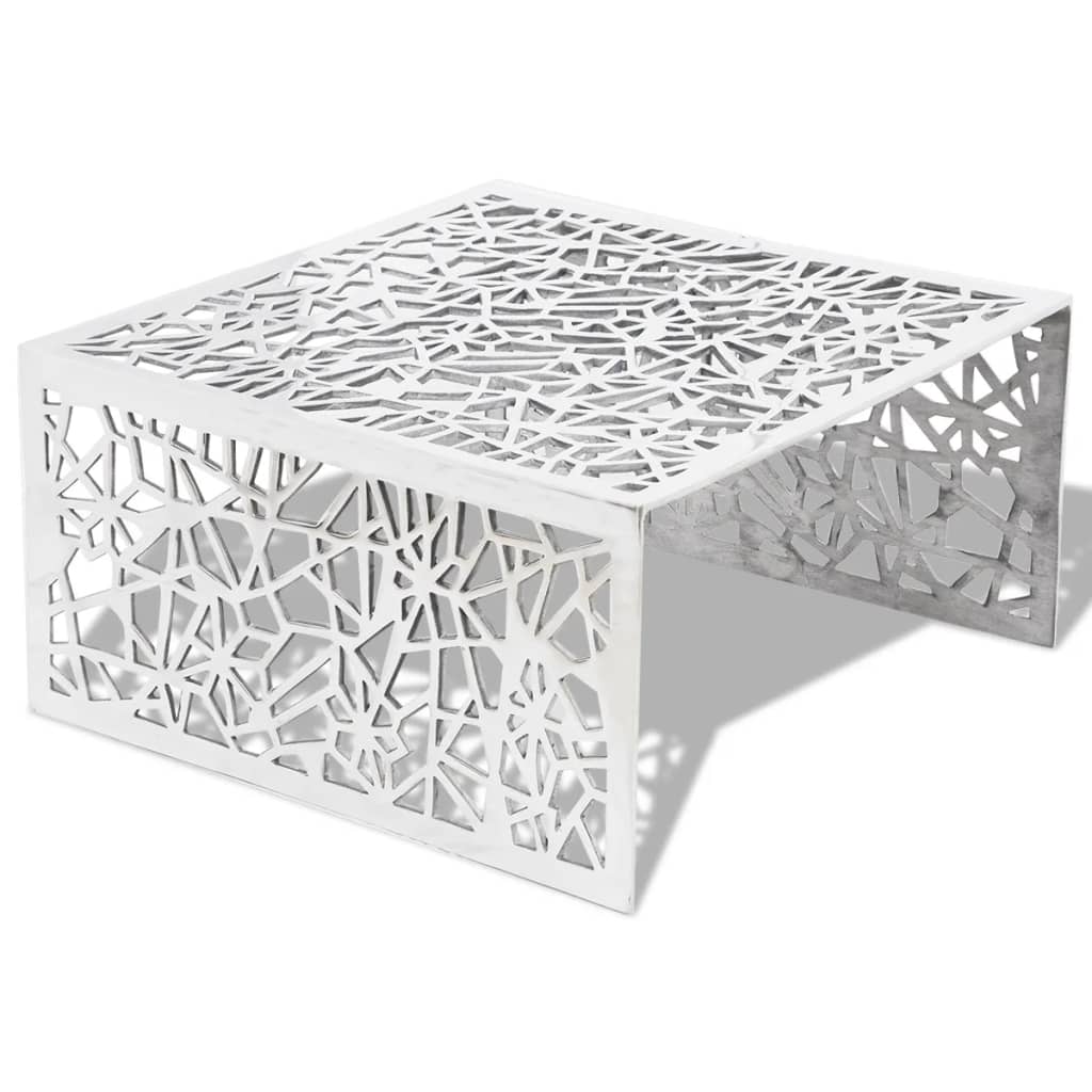 Măsuță de cafea cu design geometric, argintiu, aluminiu  GartenMobel Dekor