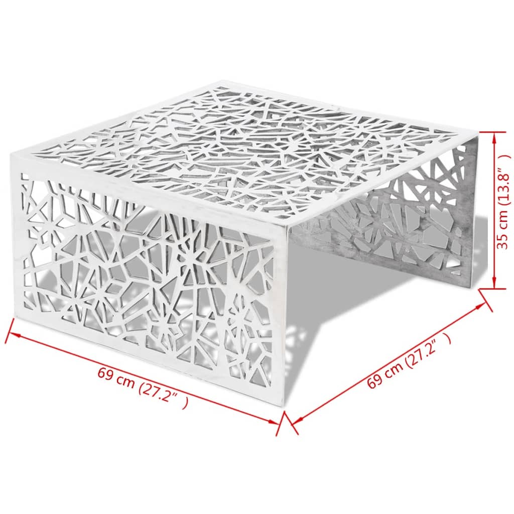 Măsuță de cafea cu design geometric, argintiu, aluminiu  GartenMobel Dekor