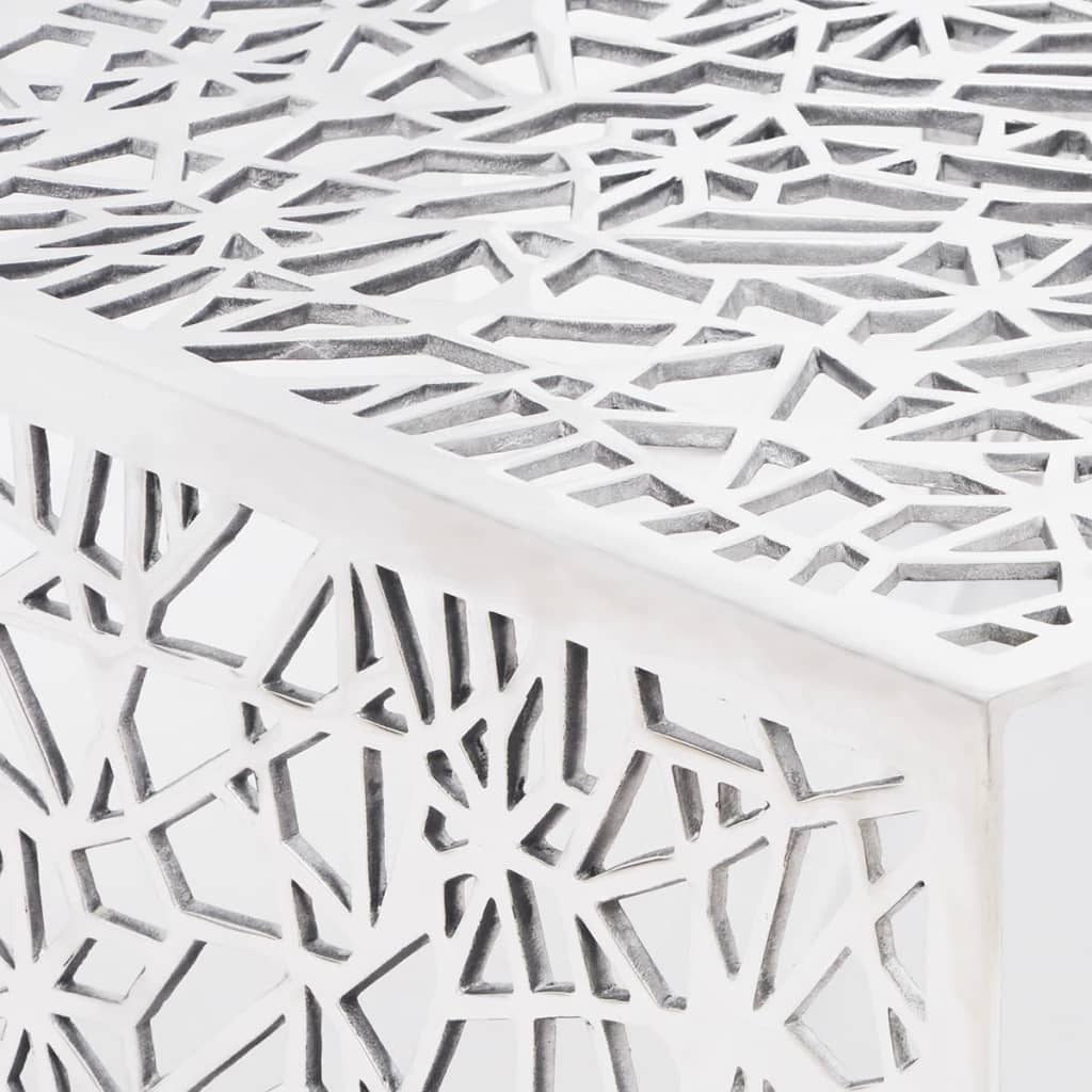 Măsuță de cafea cu design geometric, argintiu, aluminiu  GartenMobel Dekor