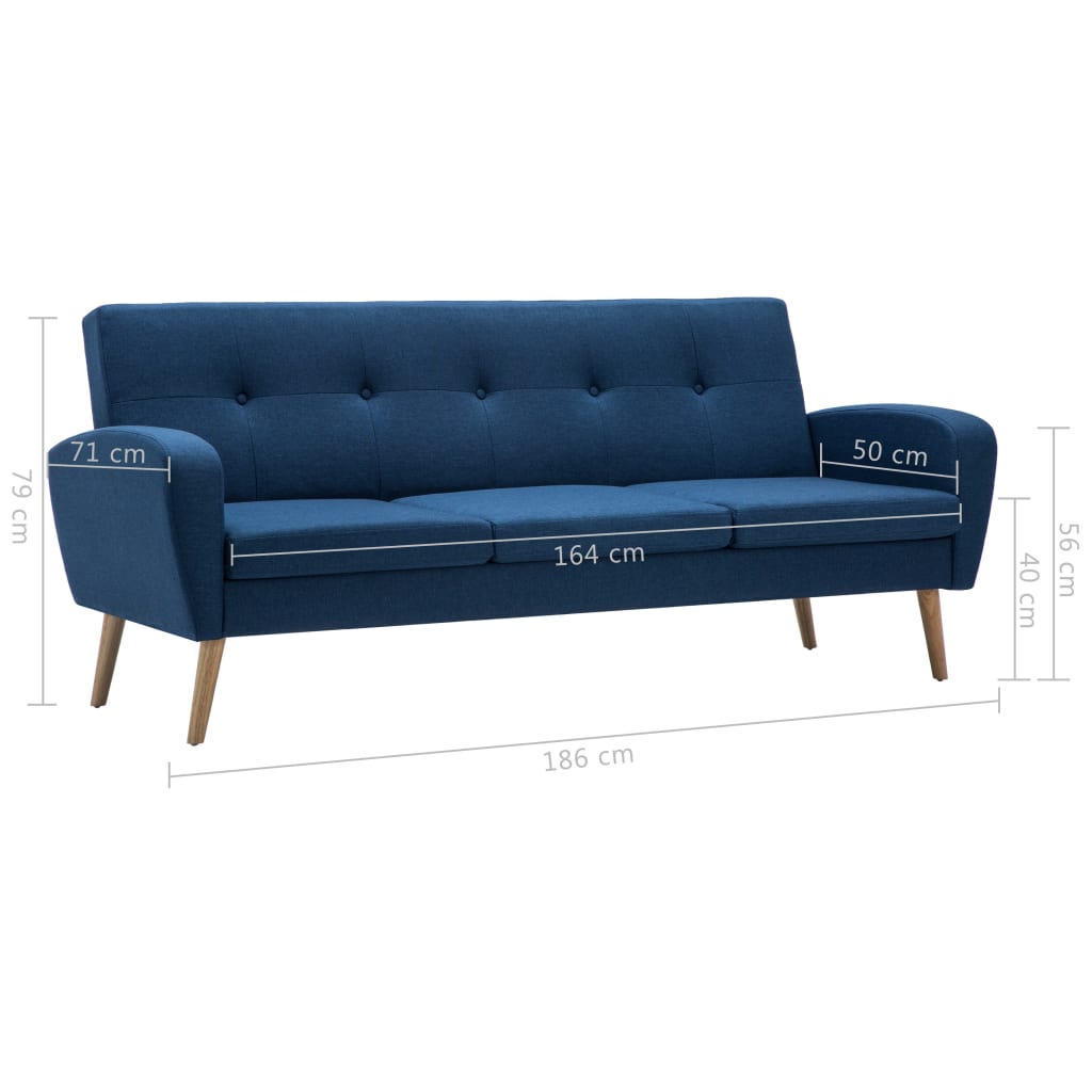 Canapea de 3 persoane, material textil, albastru GartenMobel Dekor