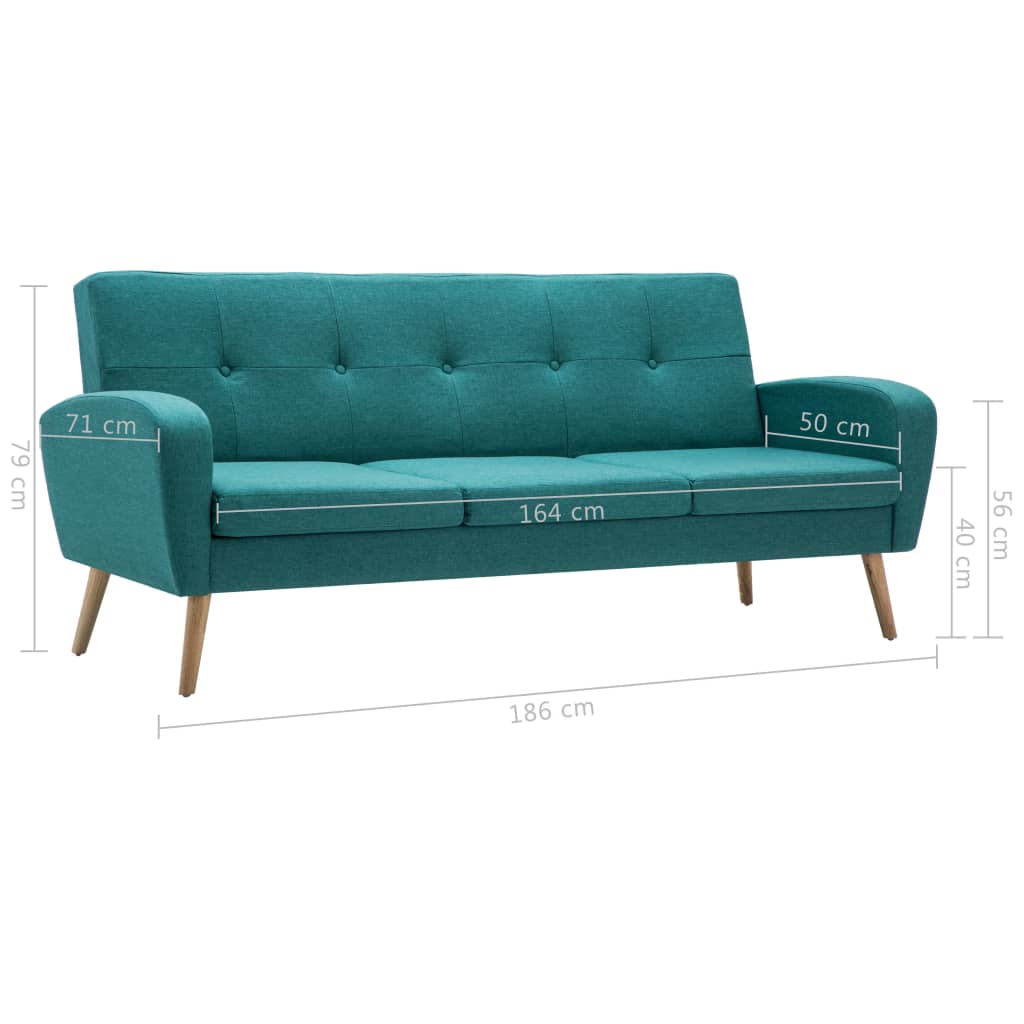 Canapea de 3 persoane, material textil, verde  GartenMobel Dekor