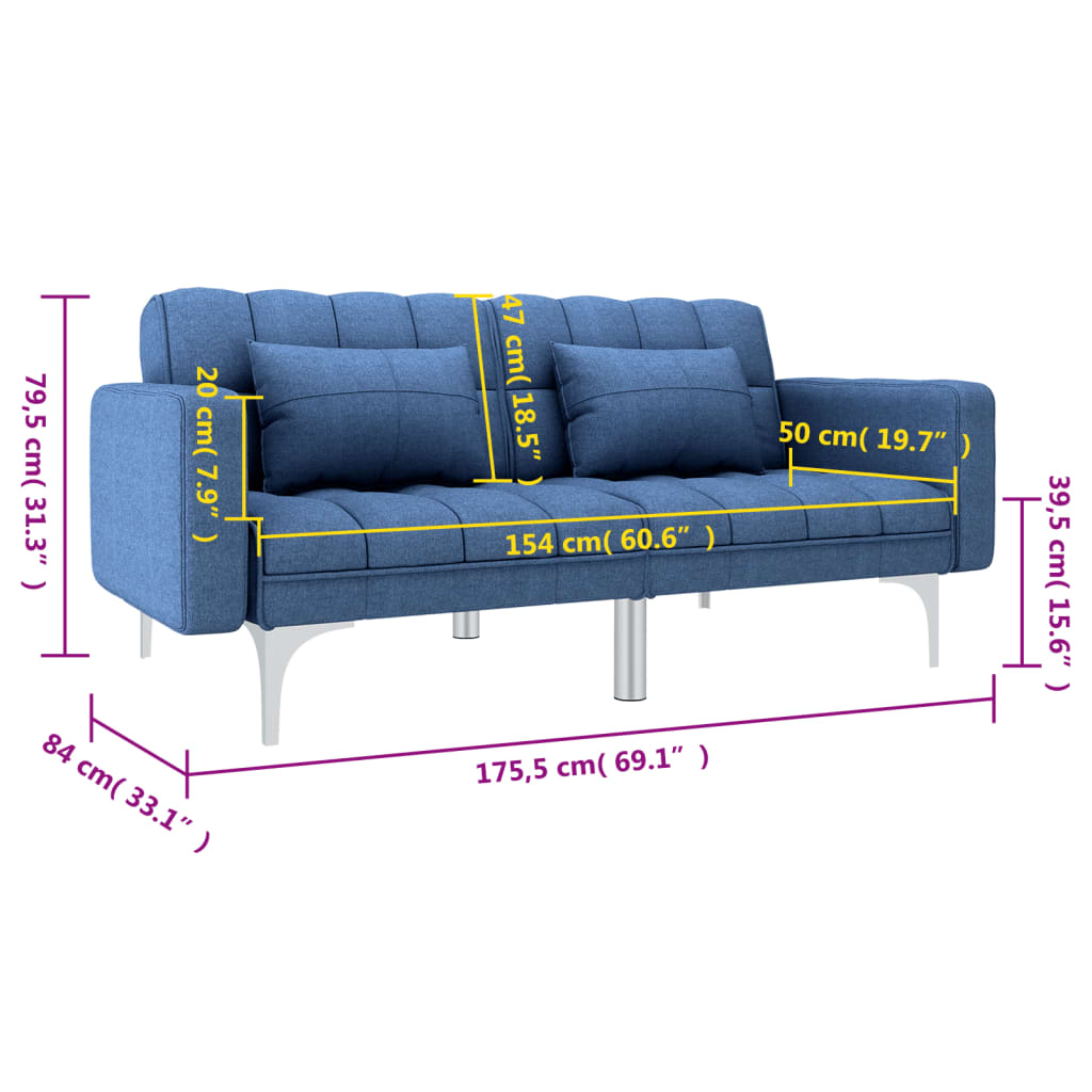 Canapea extensibilă, albastru, material textil GartenMobel Dekor