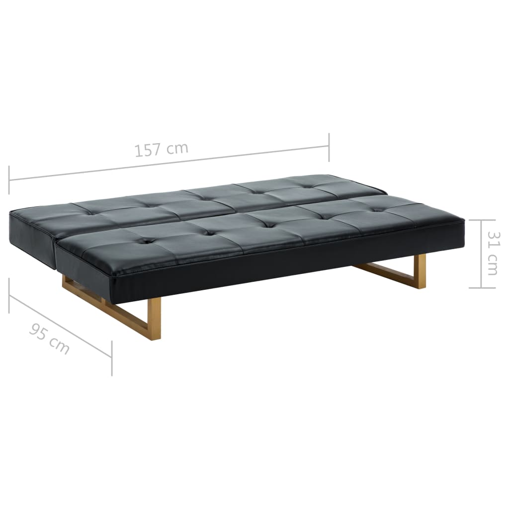 Canapea extensibilă, piele artificială, negru GartenMobel Dekor