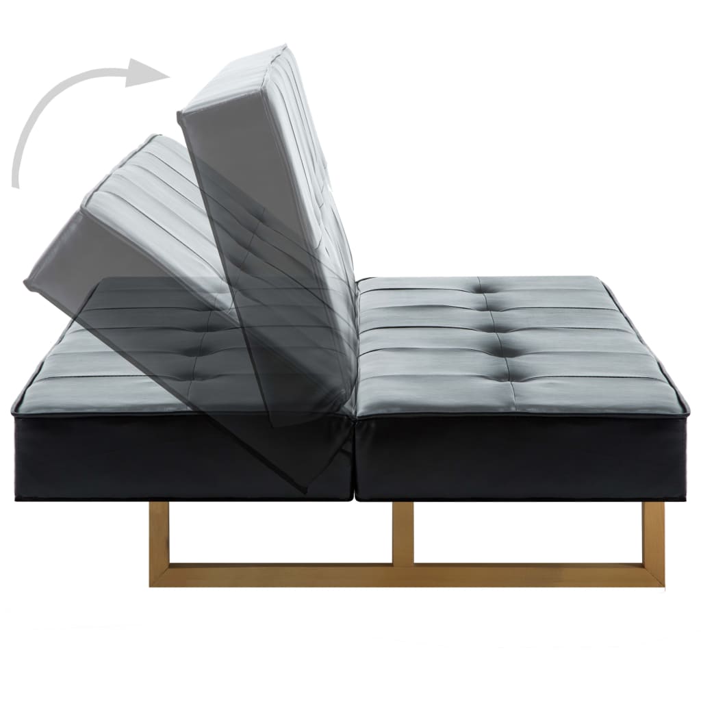 Canapea extensibilă, piele artificială, negru GartenMobel Dekor