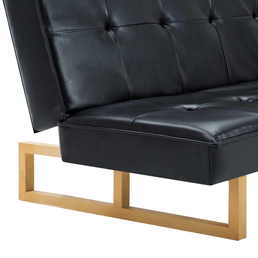Canapea extensibilă, piele artificială, negru GartenMobel Dekor