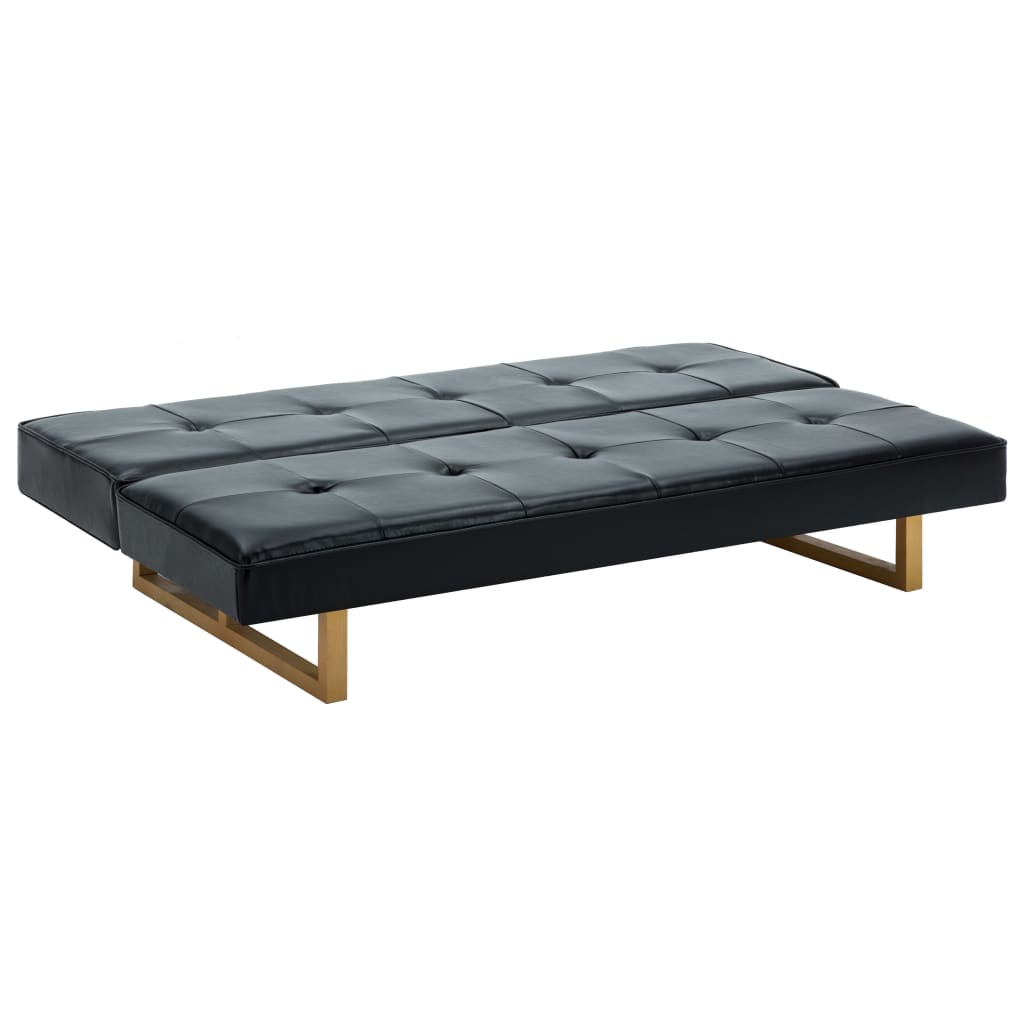 Canapea extensibilă, piele artificială, negru GartenMobel Dekor
