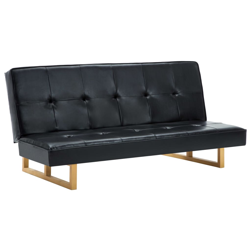 Canapea extensibilă, piele artificială, negru GartenMobel Dekor