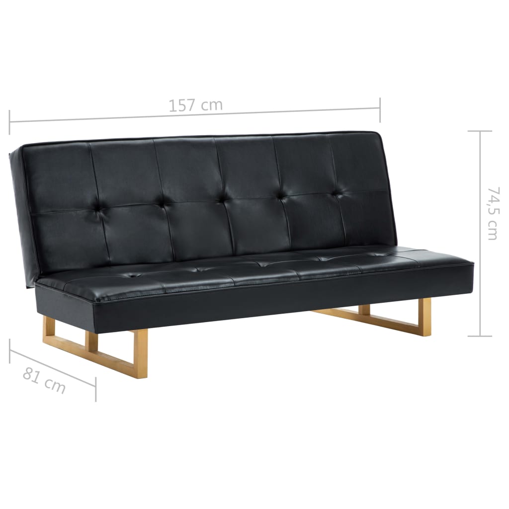 Canapea extensibilă, piele artificială, negru GartenMobel Dekor