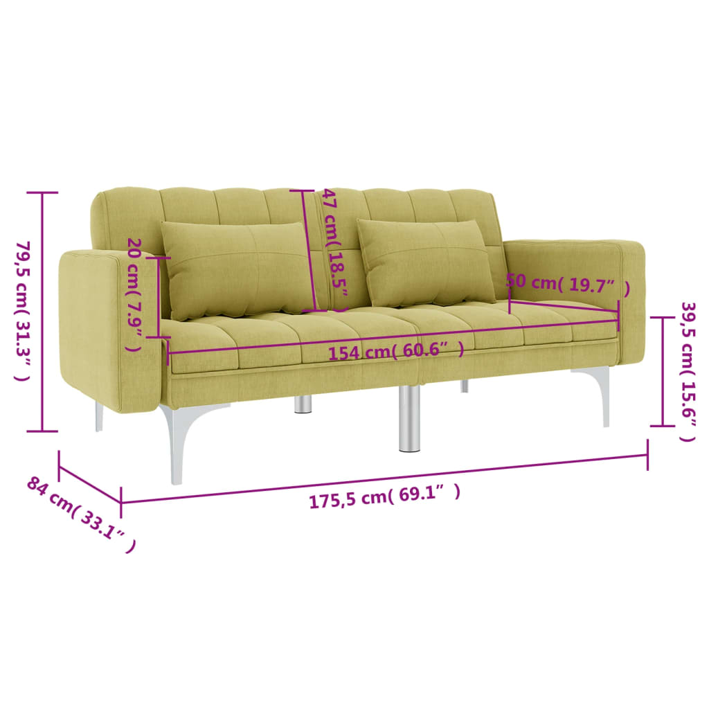 Canapea extensibilă, verde, material textil GartenMobel Dekor