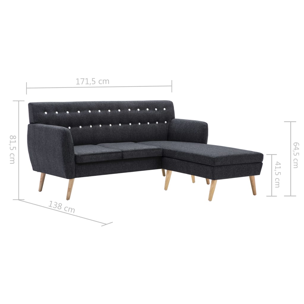 Canapea formă L, material textil, 171,5x138x81,5 cm, gri închis GartenMobel Dekor