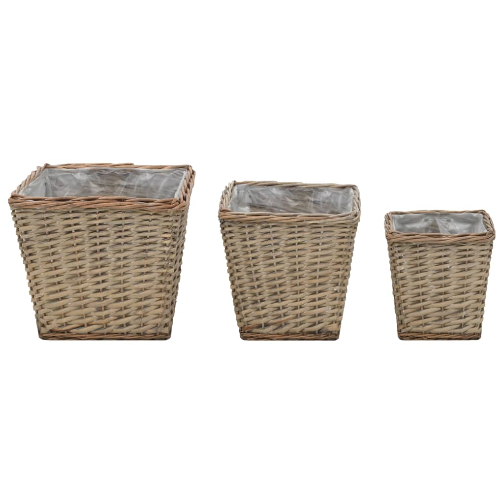 Strat înălțat, 3 buc., răchită cu căptușeală PE GartenMobel Dekor