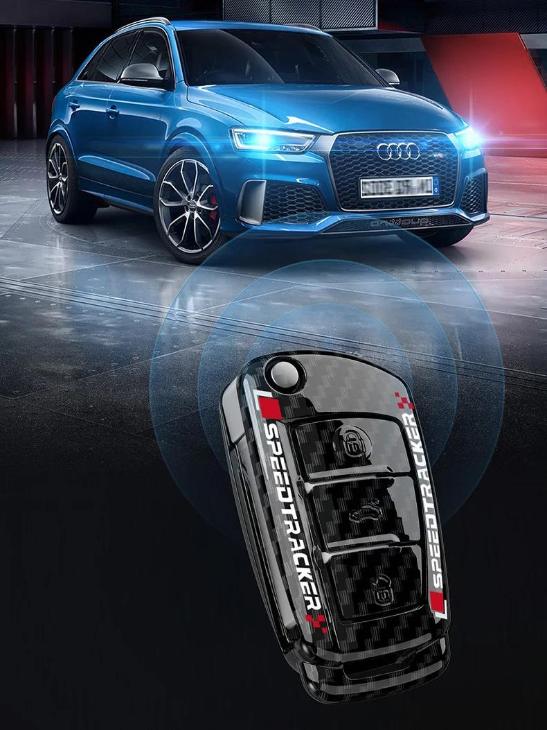Husa Cheie Briceag Audi, 3 butoane, ABS, Aspect Carbon, Neagra AutoProtect KeyCars