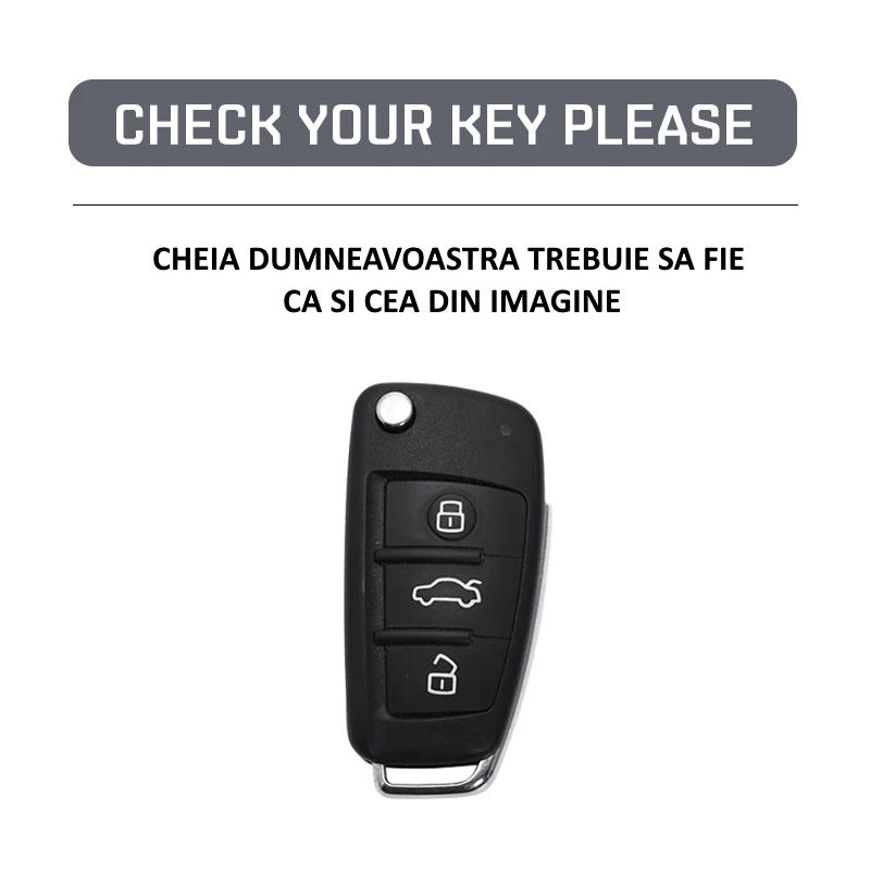 Husa Cheie Briceag Audi, 3 butoane, ABS, Aspect Carbon, Neagra AutoProtect KeyCars