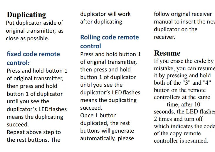 Telecomanda Usa Garaj, 4 Butoane, 433.92mhz, fixed code & rolling code, diverse marci AutoProtect KeyCars