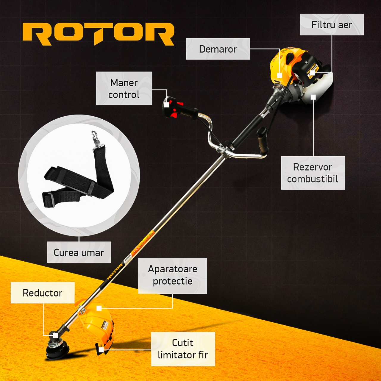 Motocoasa pe benzina R5500 ROTOR 4.7 CP , 5500 Watti Innovative ReliableTools