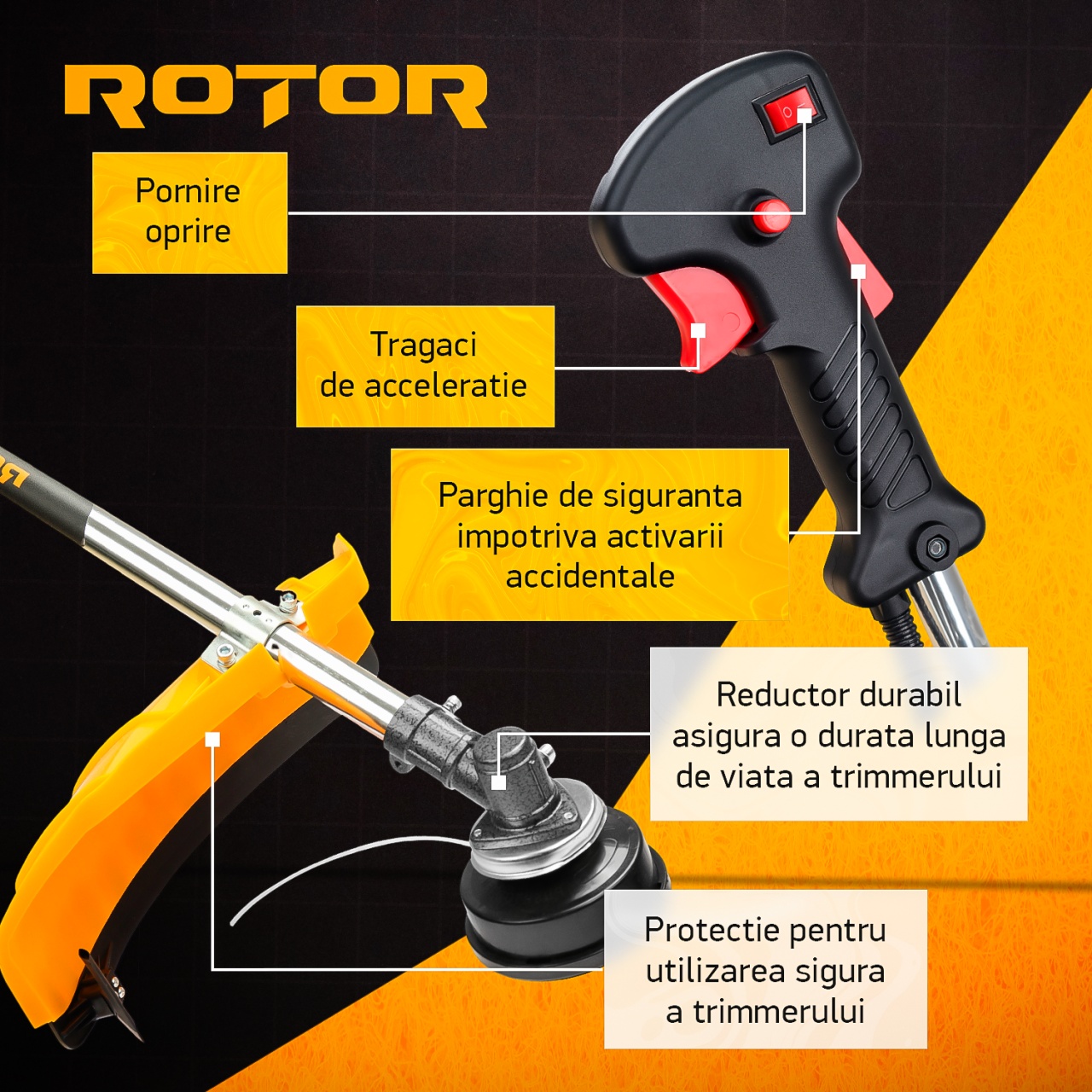 Motocoasa pe benzina R5500 ROTOR 4.7 CP , 5500 Watti Innovative ReliableTools