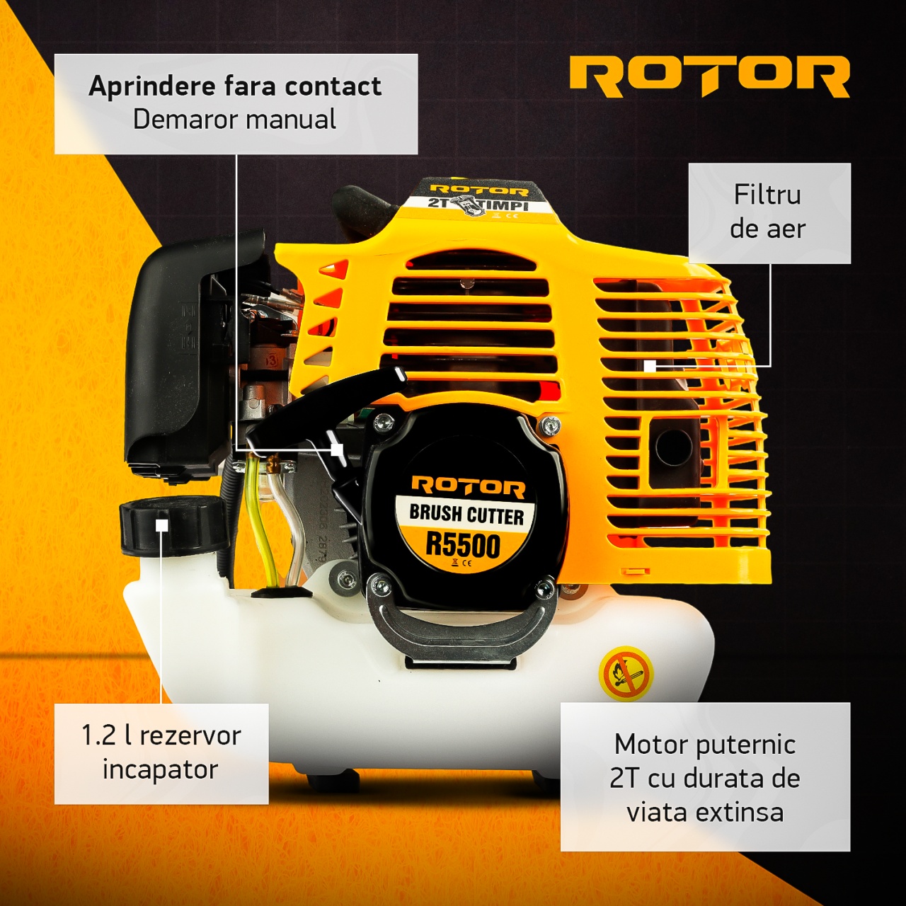 Motocoasa pe benzina R5500 ROTOR 4.7 CP , 5500 Watti Innovative ReliableTools