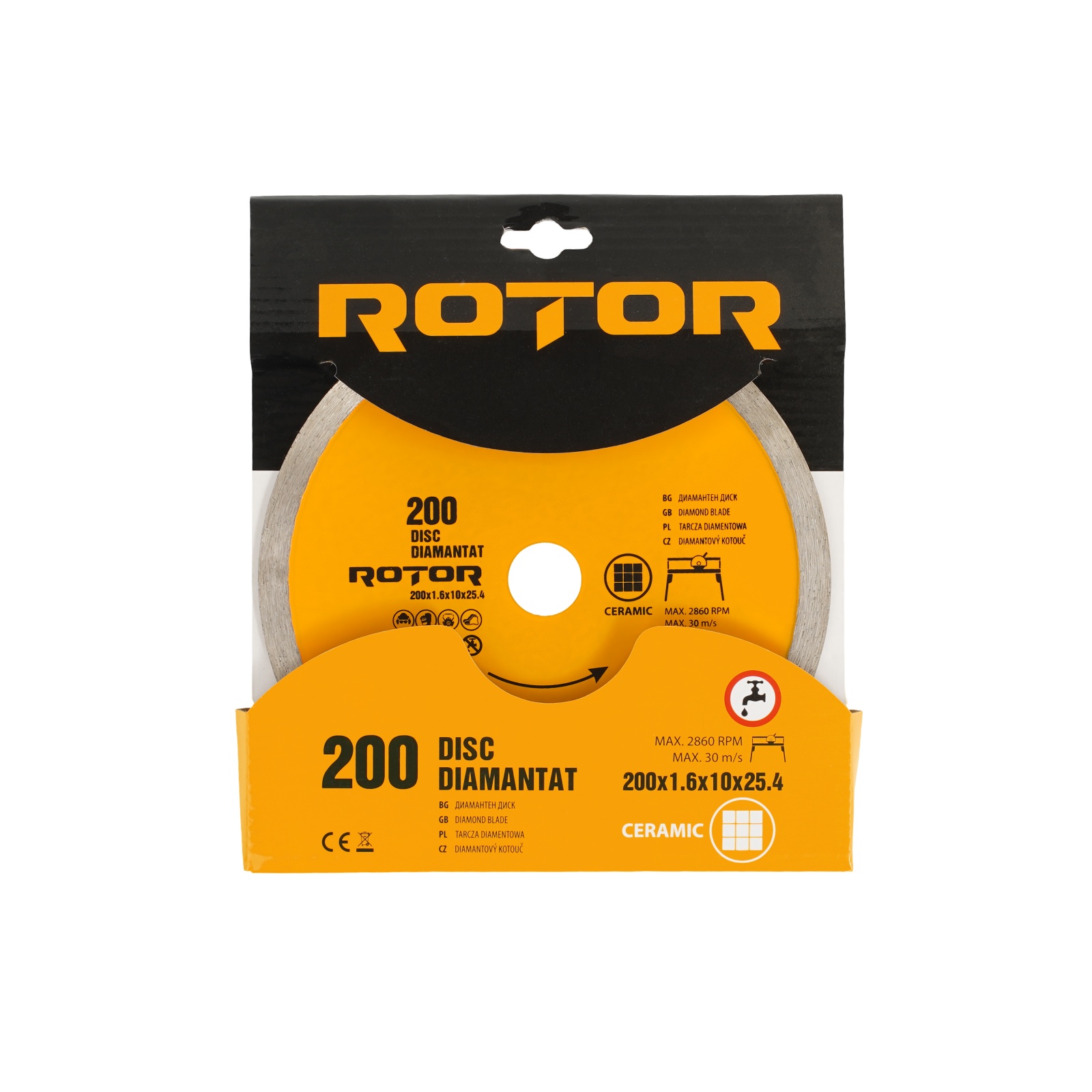 DISC DIAMANTAT 200x1.6x25.4 continuu with water Rotor Innovative ReliableTools