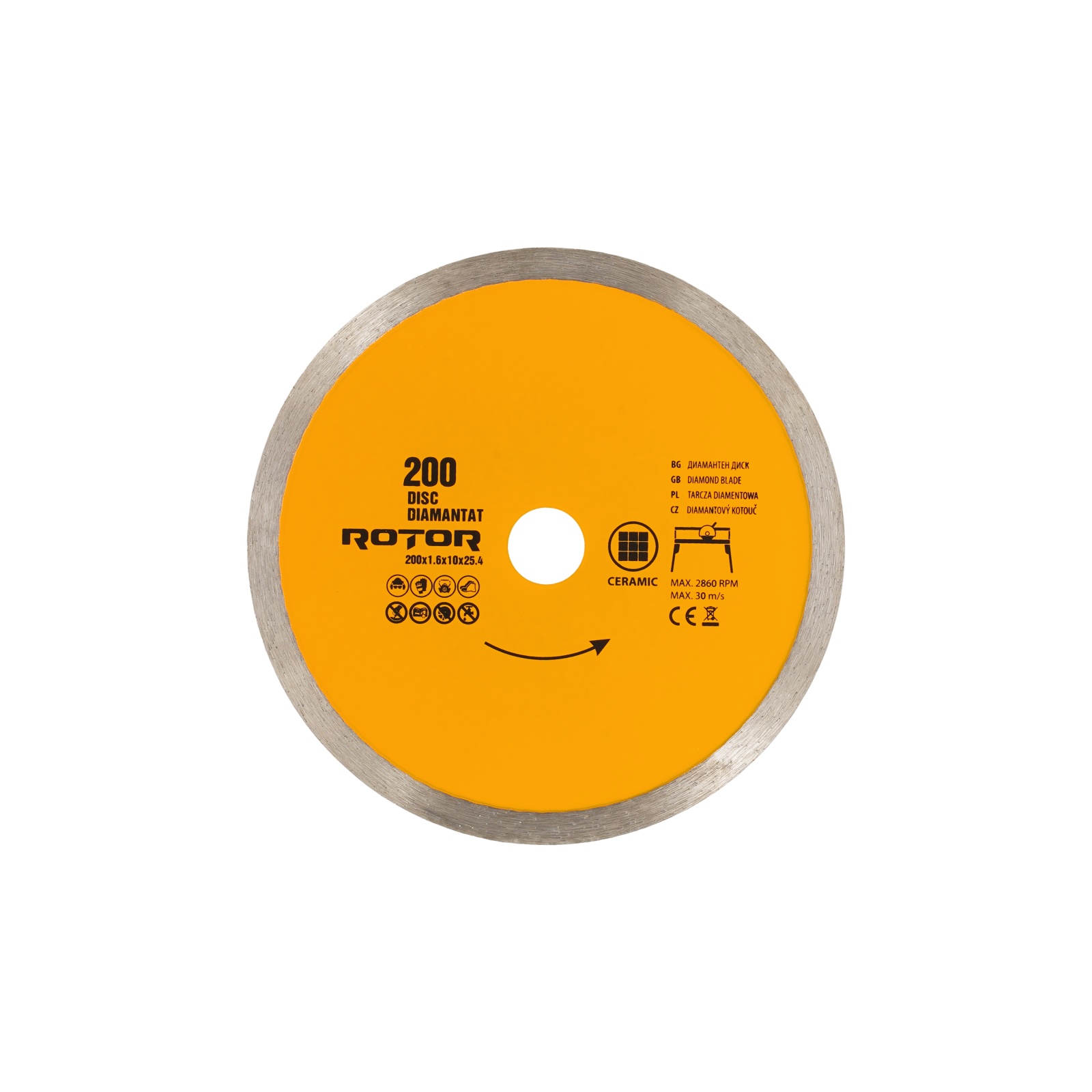 DISC DIAMANTAT 200x1.6x25.4 continuu with water Rotor Innovative ReliableTools