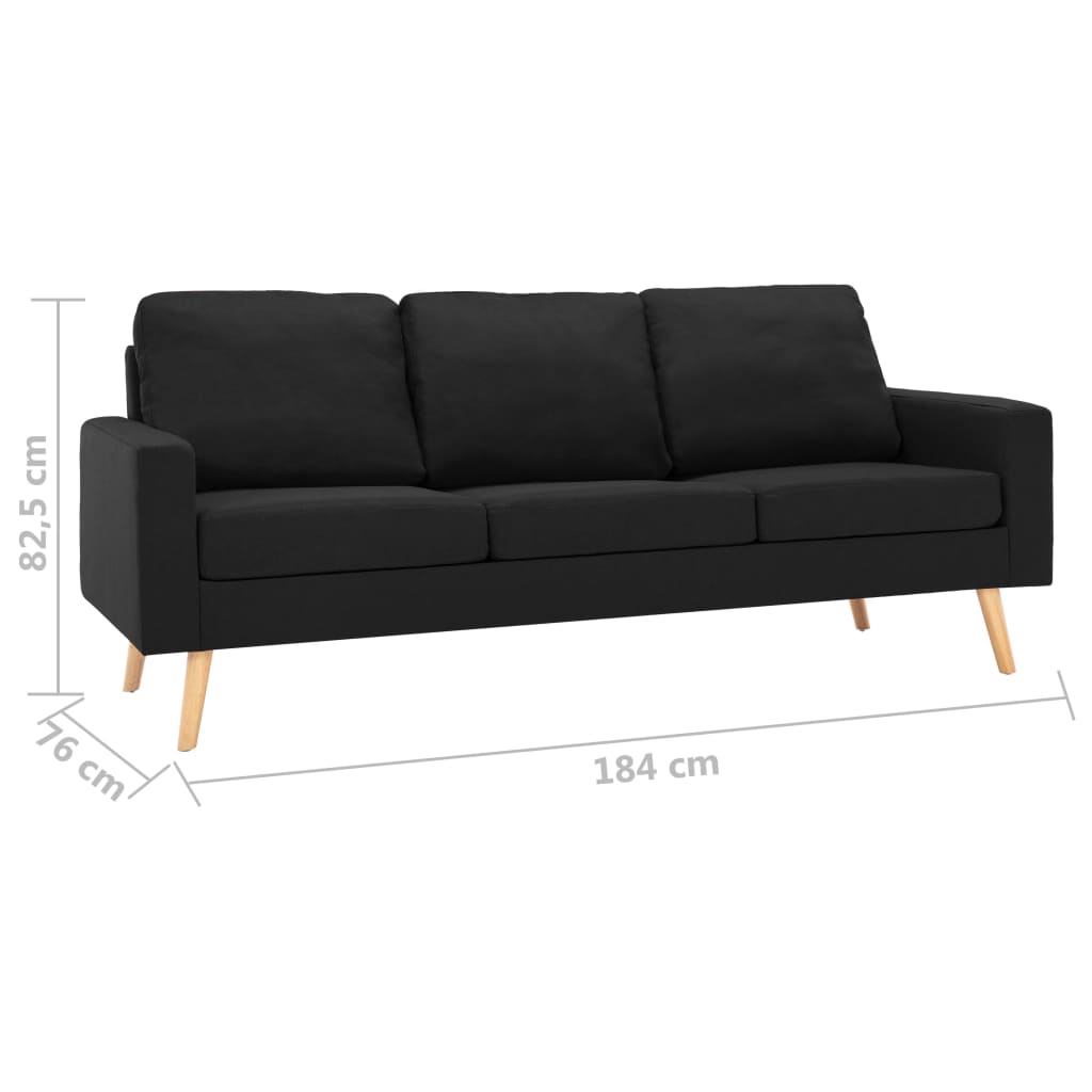 Canapea cu 3 locuri, negru, material textil GartenMobel Dekor