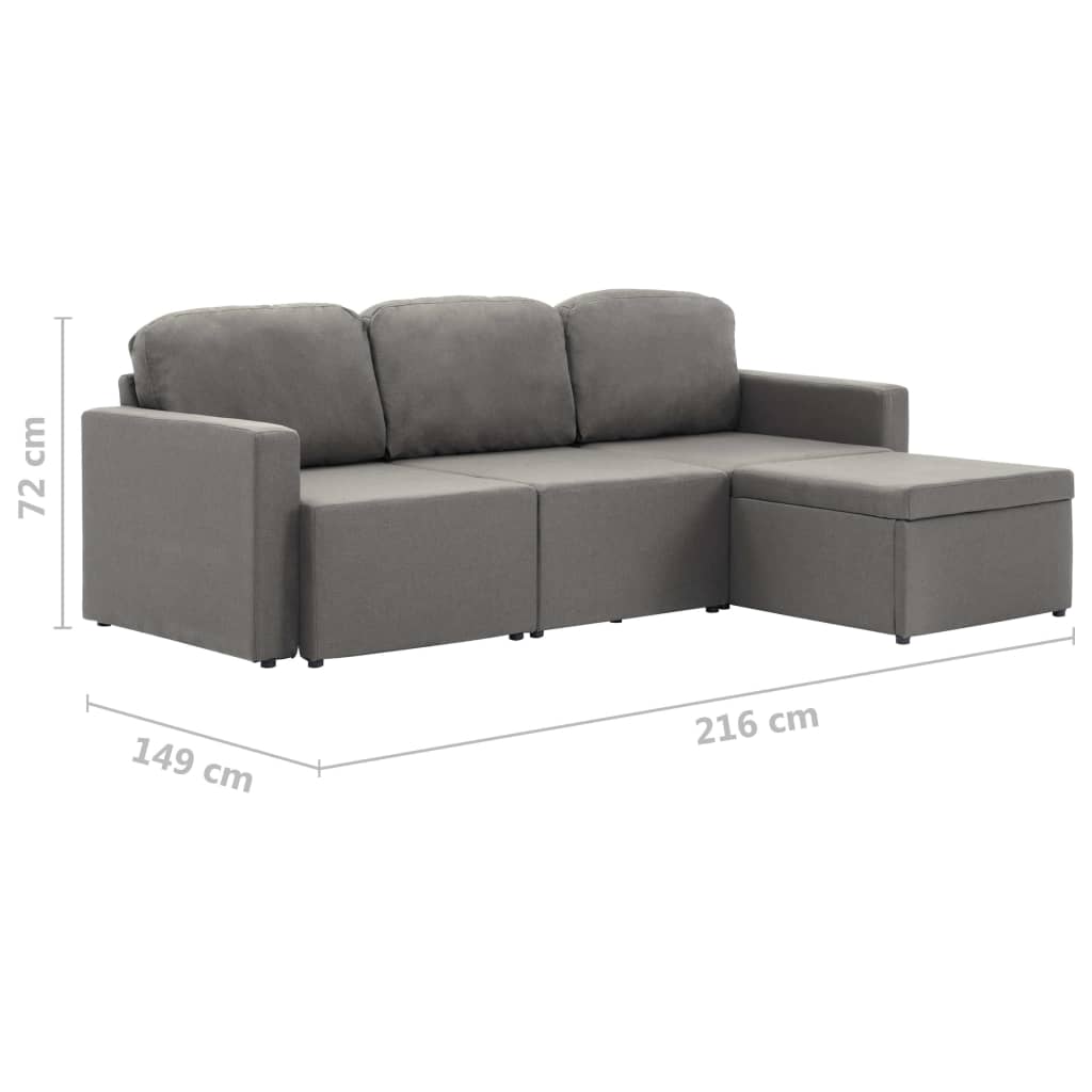 Canapea extensibilă modulară, 3 locuri, gri taupe, textil GartenMobel Dekor