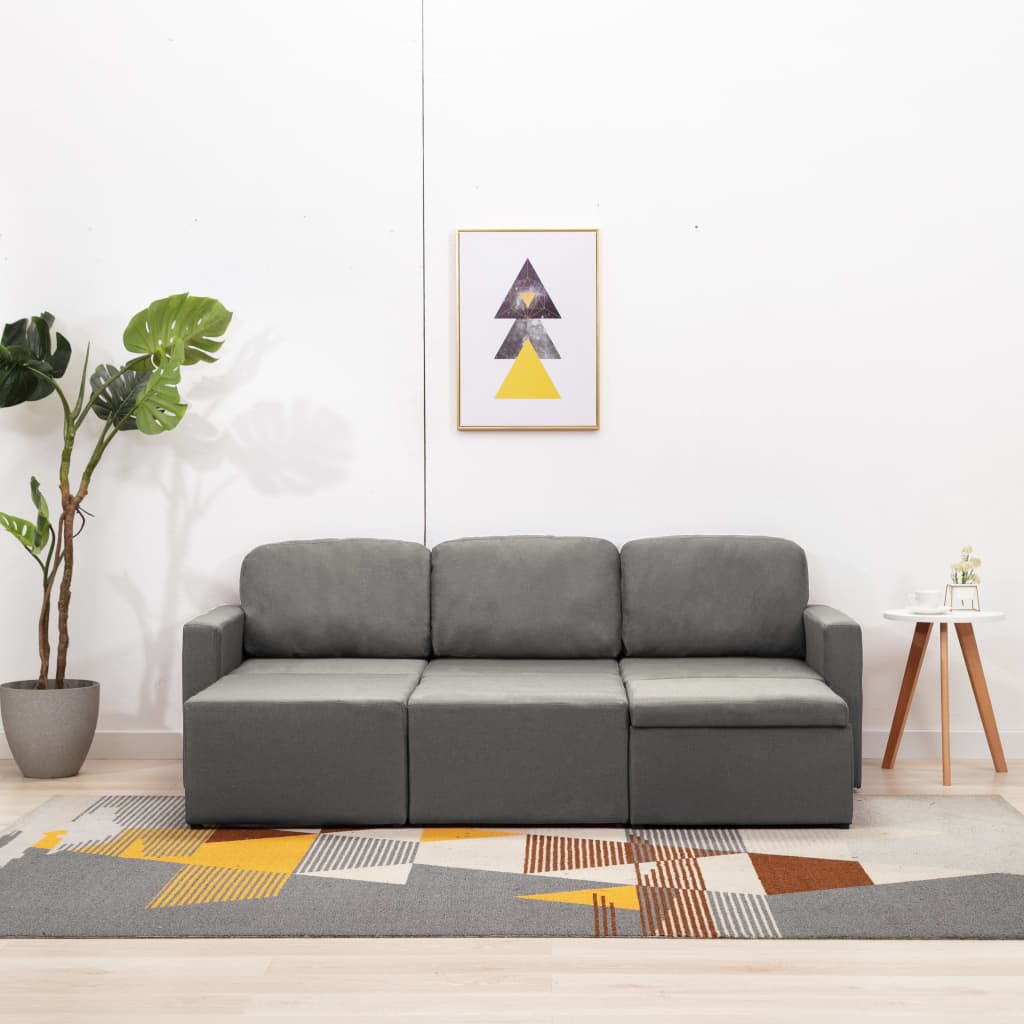 Canapea extensibilă modulară, 3 locuri, gri taupe, textil GartenMobel Dekor