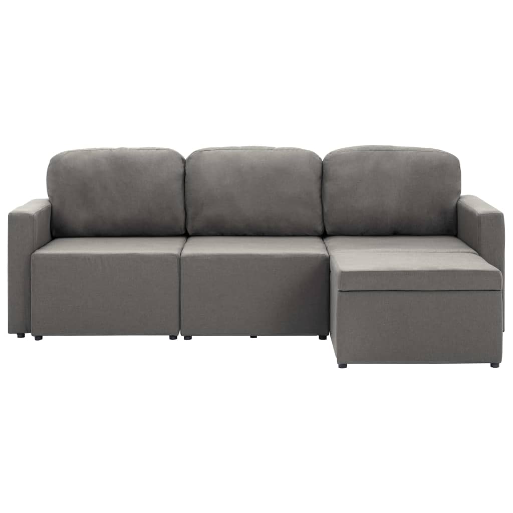 Canapea extensibilă modulară, 3 locuri, gri taupe, textil GartenMobel Dekor