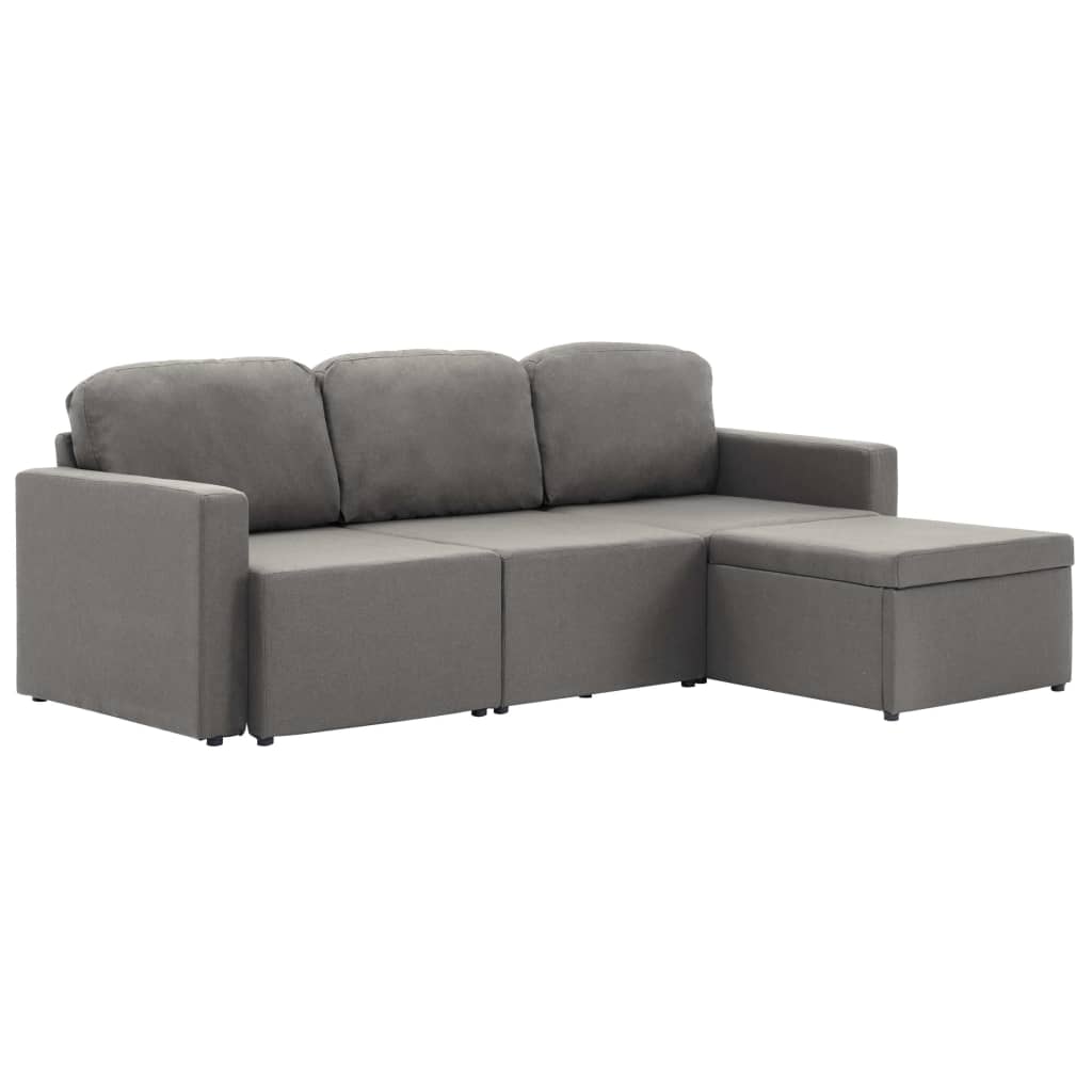 Canapea extensibilă modulară, 3 locuri, gri taupe, textil GartenMobel Dekor