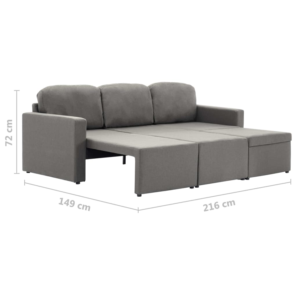 Canapea extensibilă modulară, 3 locuri, gri taupe, textil GartenMobel Dekor