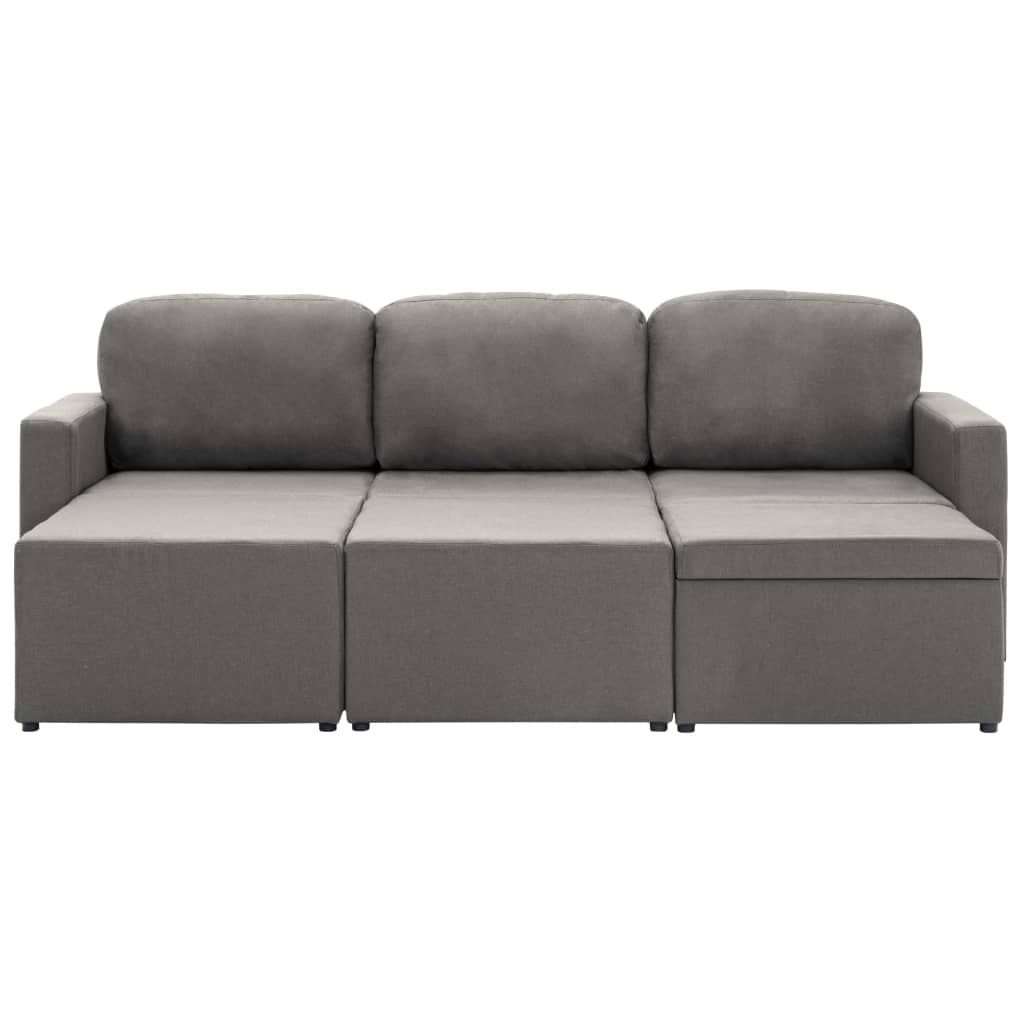 Canapea extensibilă modulară, 3 locuri, gri taupe, textil GartenMobel Dekor