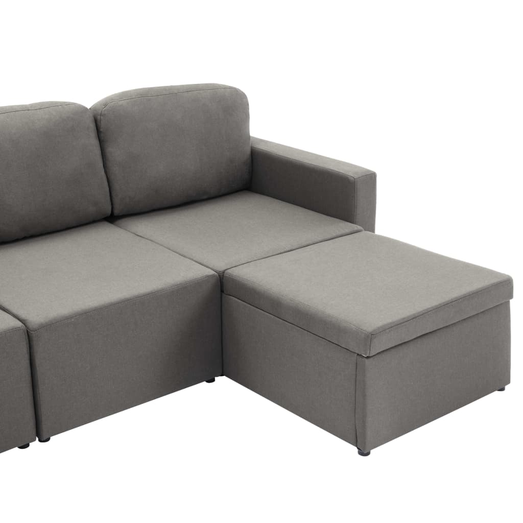 Canapea extensibilă modulară, 3 locuri, gri taupe, textil GartenMobel Dekor
