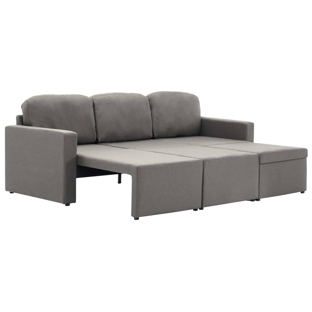 Canapea extensibilă modulară, 3 locuri, gri taupe, textil GartenMobel Dekor
